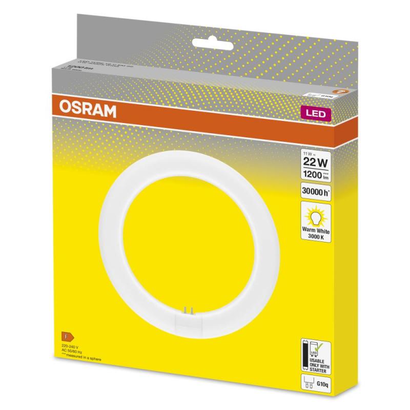 OSRAM T9 G10q LED-Röhre in Ringform 11W Ersatz für 22W 3000K EM warmweißes Licht KVG/VVG